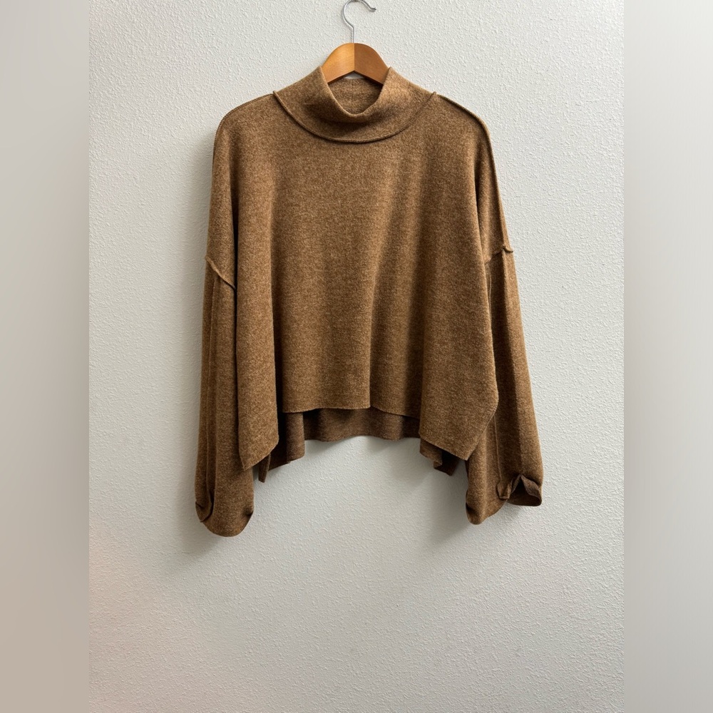 Side Slit Mock Neck Sweater
